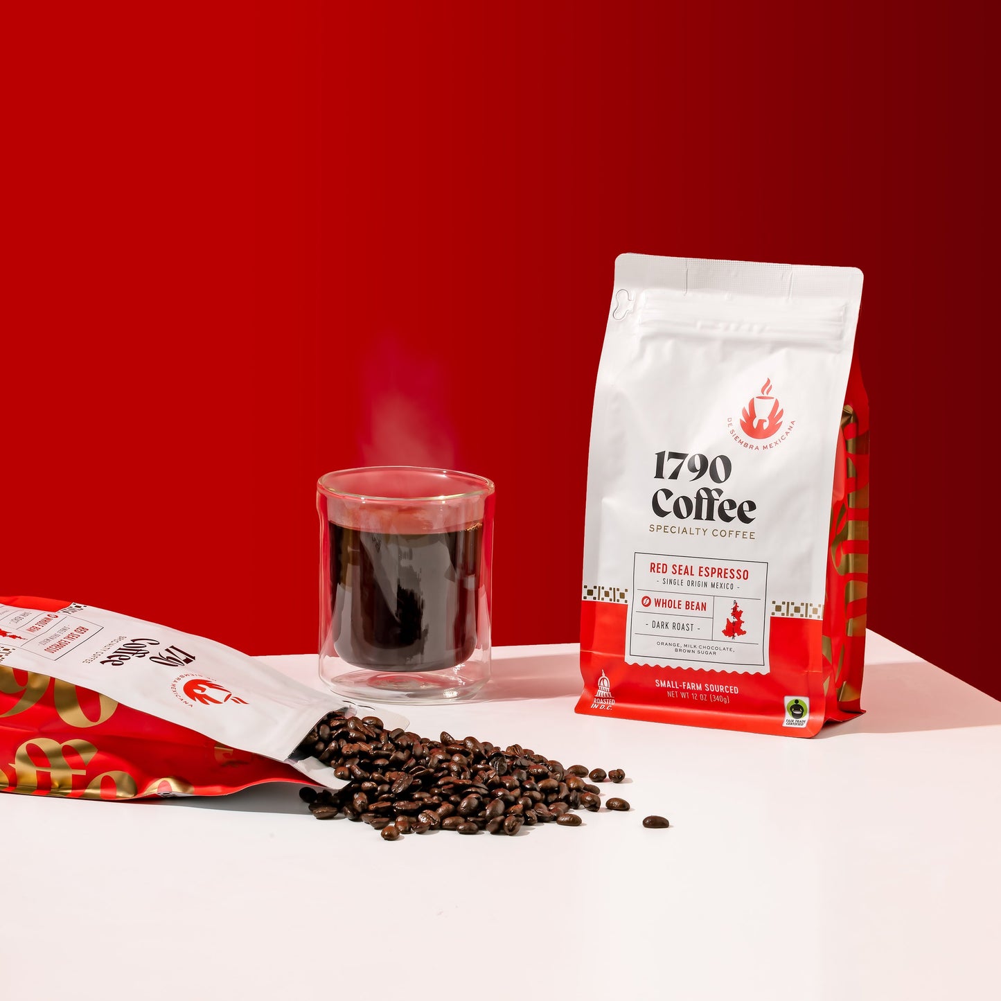 1790 Coffee Red Seal Espresso - Grano entero - Bolsa de 12 onzas
