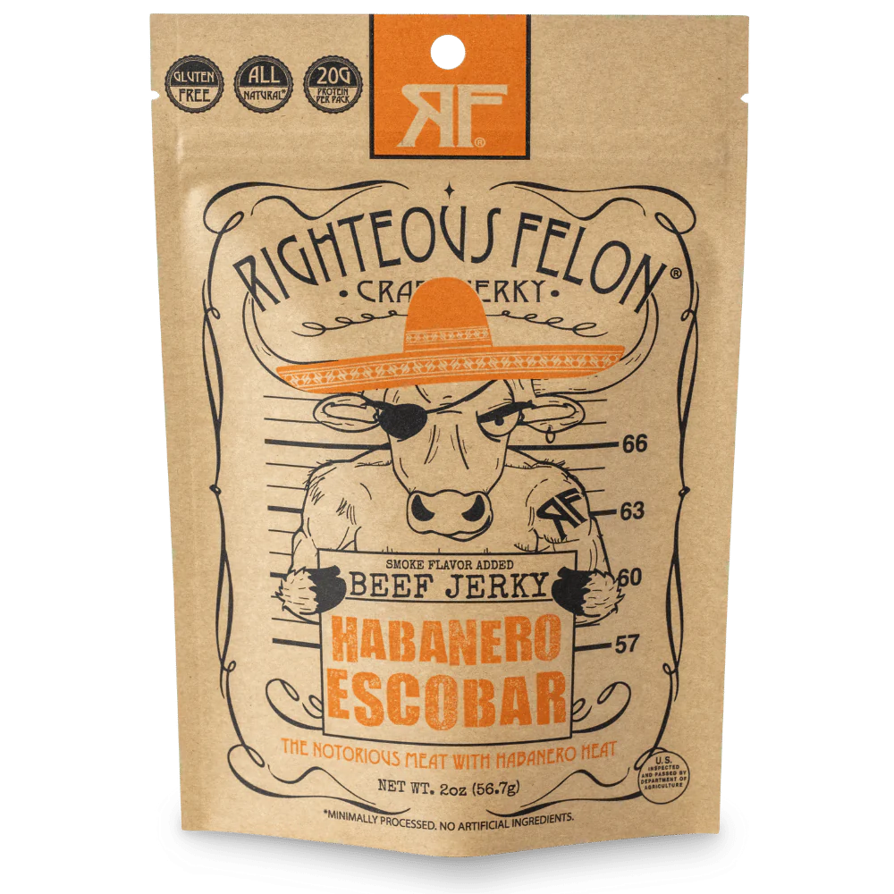Righteous Felon Habanero Escobar Beef Jerky - 8 / 2 oz bag