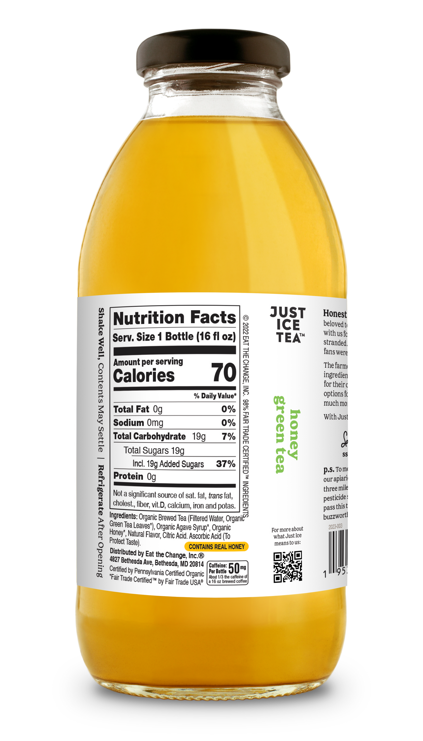 Just Ice Tea Honey Green Tea - 12 / 16 oz btl