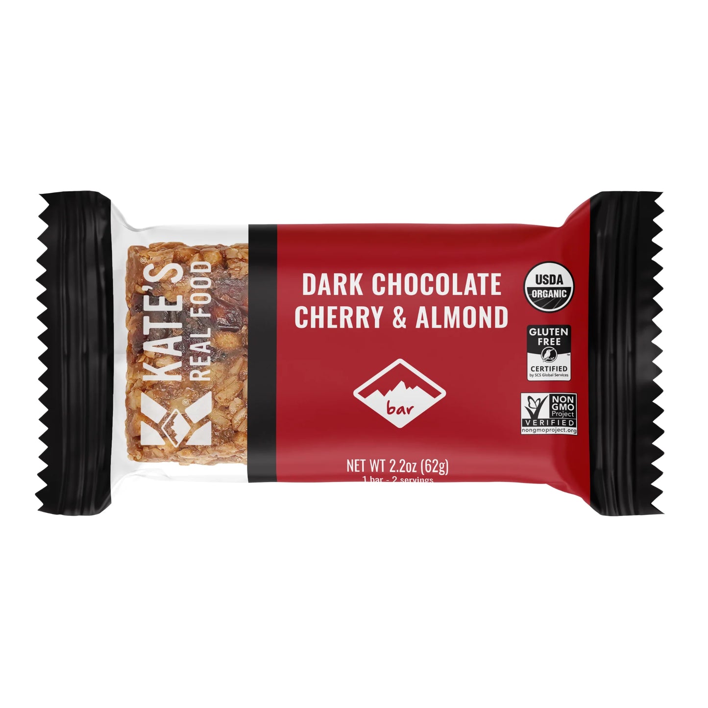 Chocolate negro con cereza y almendra de Kate's Real Food - Barra de 1/12/2.2 oz - D01304
