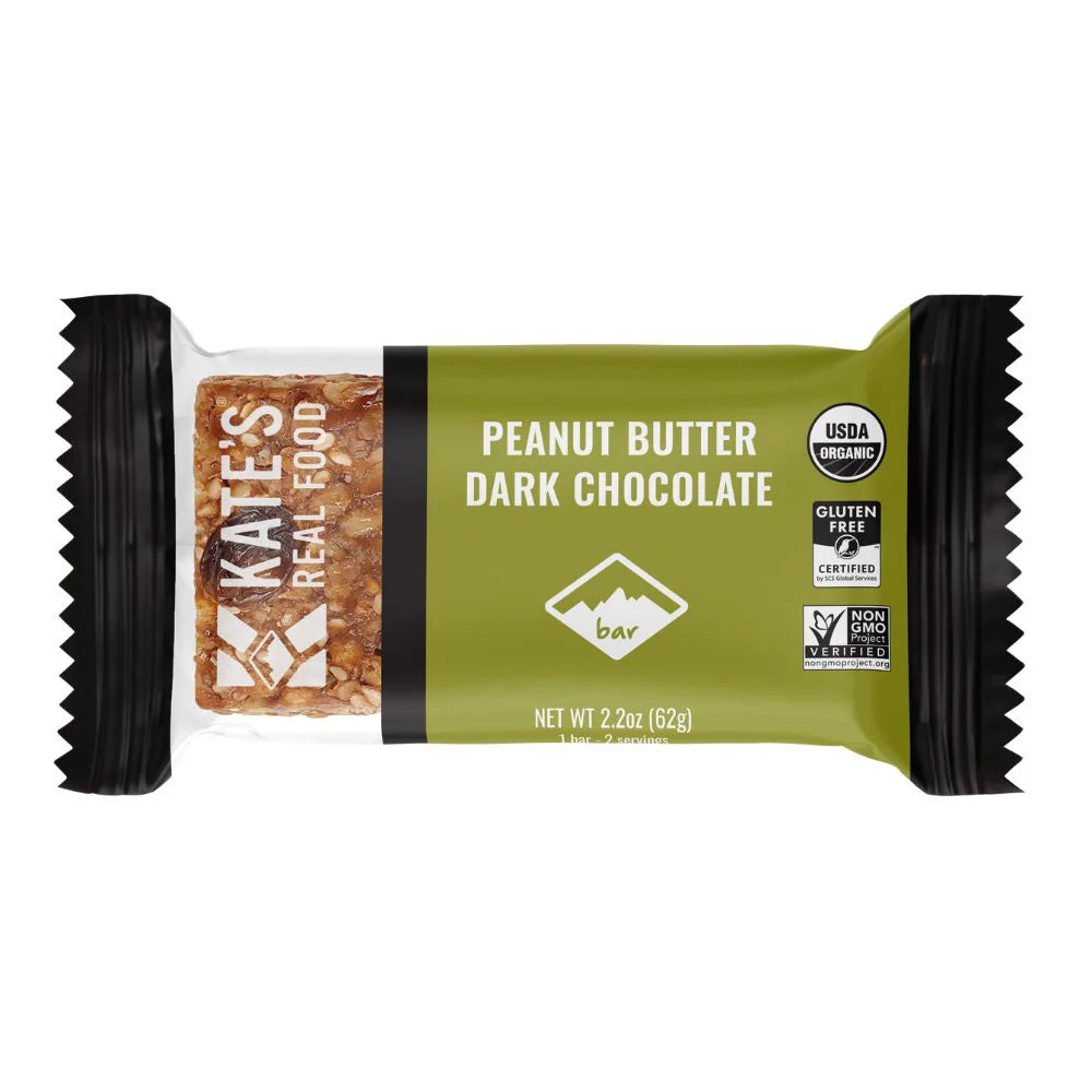 Barra de Grizzly Orgánica Kate's Real Food; Chocolate Negro con Mantequilla de Cacahuete - Barra de 1/12/2.2 oz - D01281