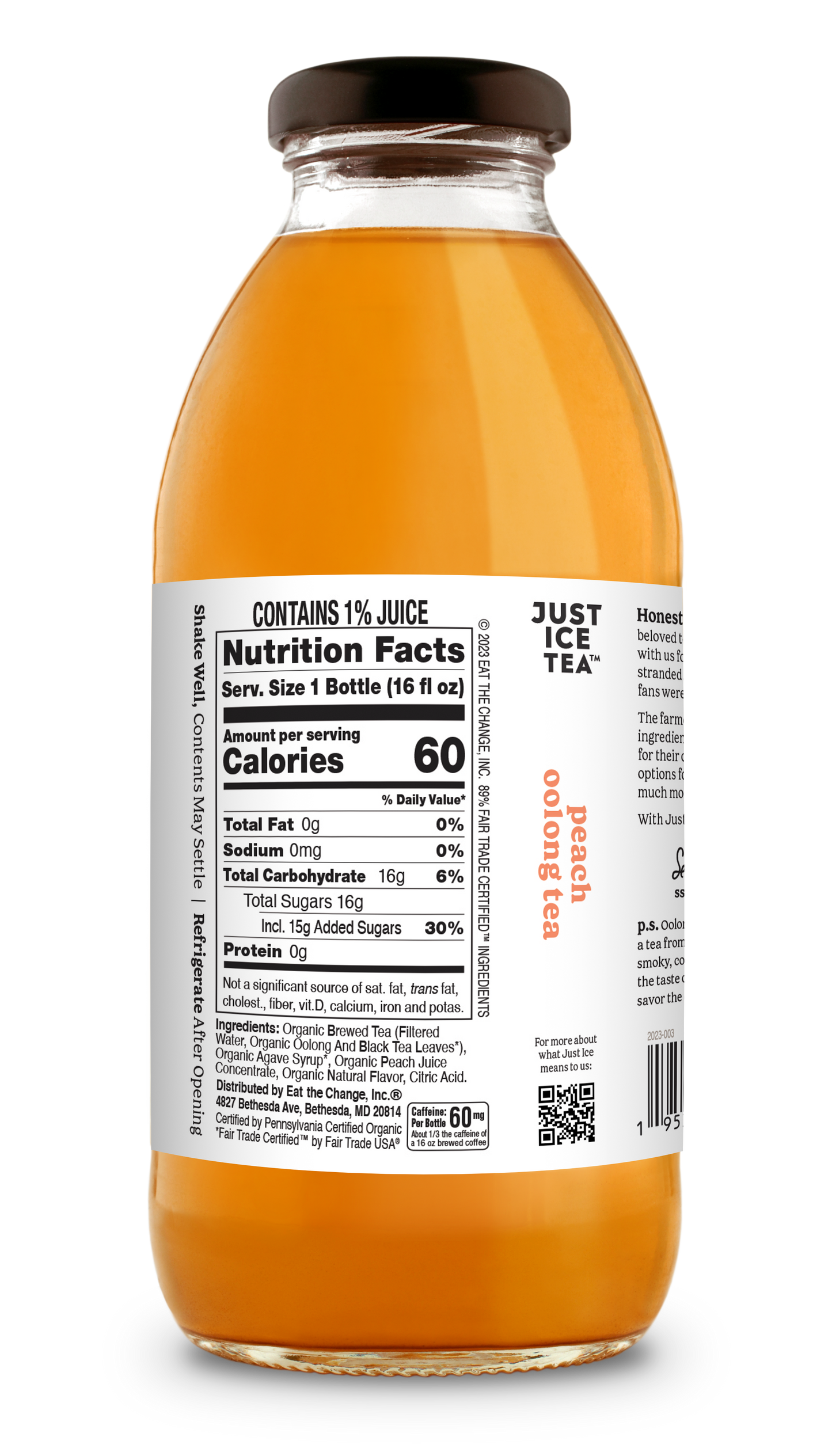 Just Ice Tea Peach Oolong Tea - 12 / 16 oz btl