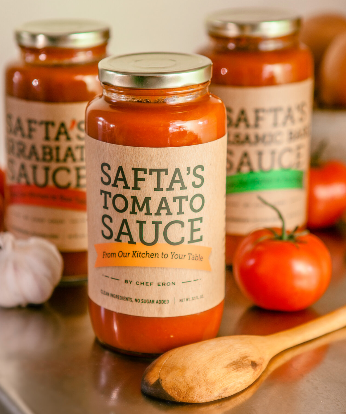 Salsa de tomate crujiente y curada de Safta - Frasco de 12/1/32 oz