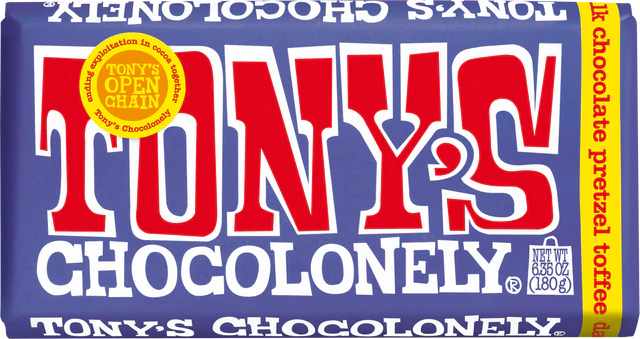 Minibarra Tony's Chocolonely - Chocolate negro con leche, pretzel y toffee - Barra de 20/1/1.66 oz - D76601
