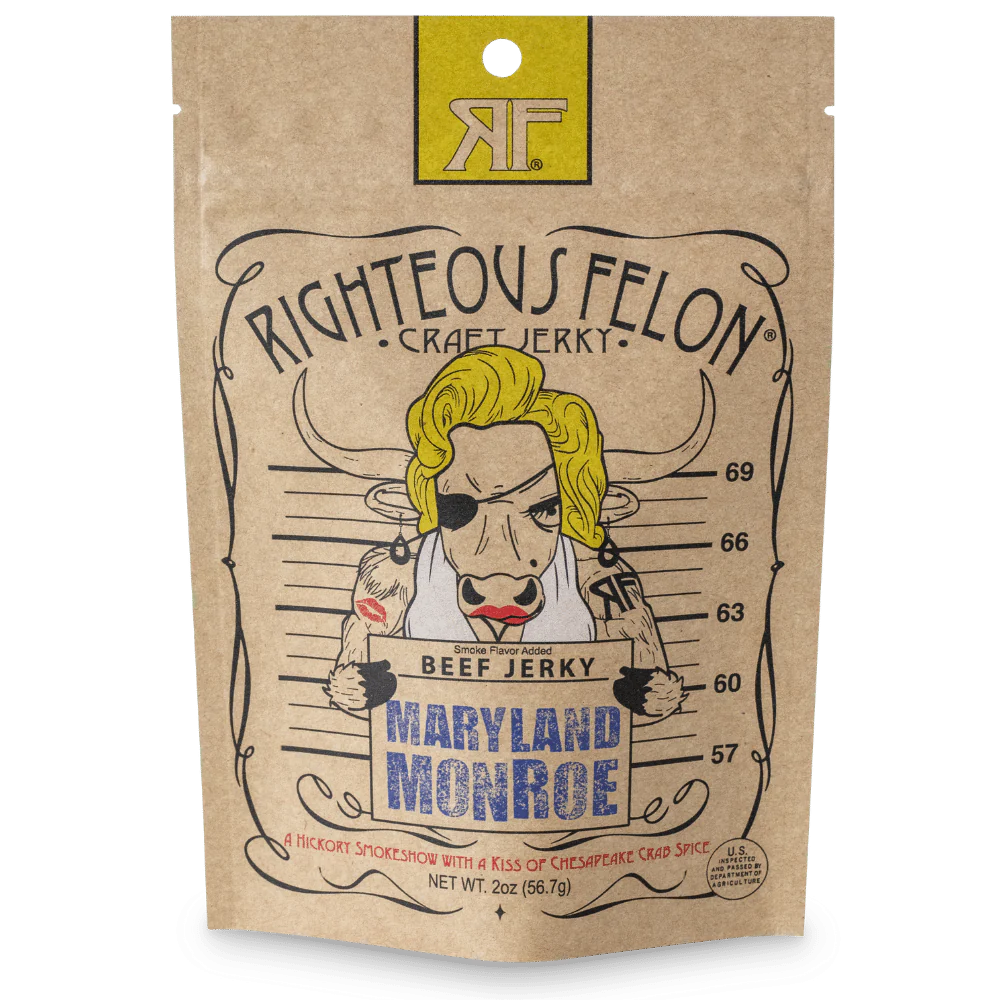 Carne seca Maryland Monroe de Righteous Felon - Bolsa de 1/8/2 oz