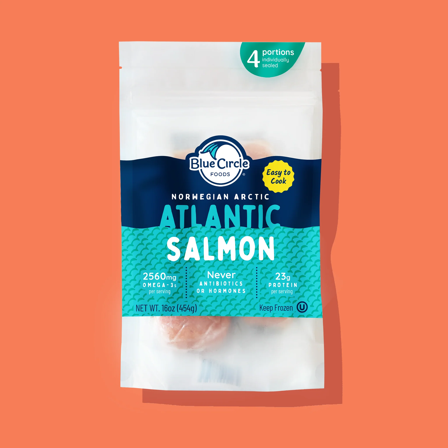 Salmón del Atlántico Blue Circle - 4 porciones - Bolsa de 1/10/16 oz