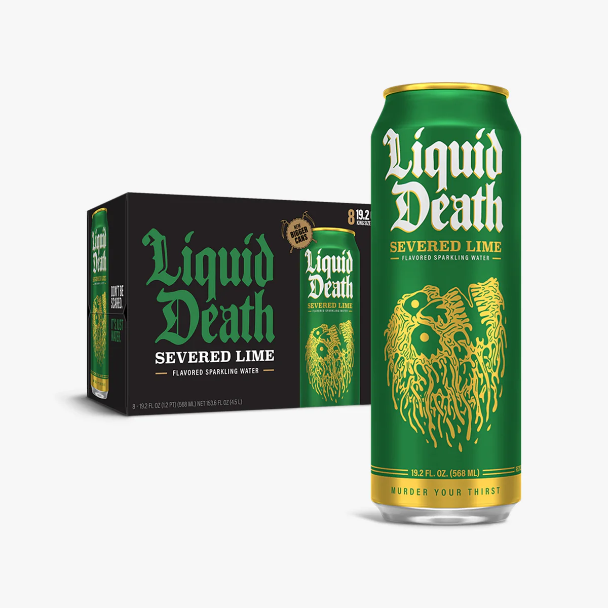 Bebida espumosa Liquid Death Severed Lime - lata de 1/24/19.2 oz