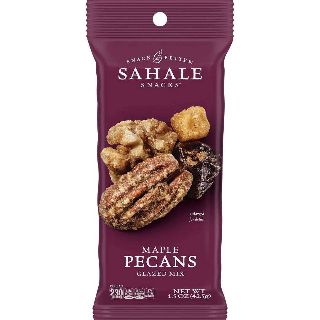 Mezcla de nueces pecanas Sahale glaseadas con arce - Bolsa de 1/18/1.5 oz - D00188