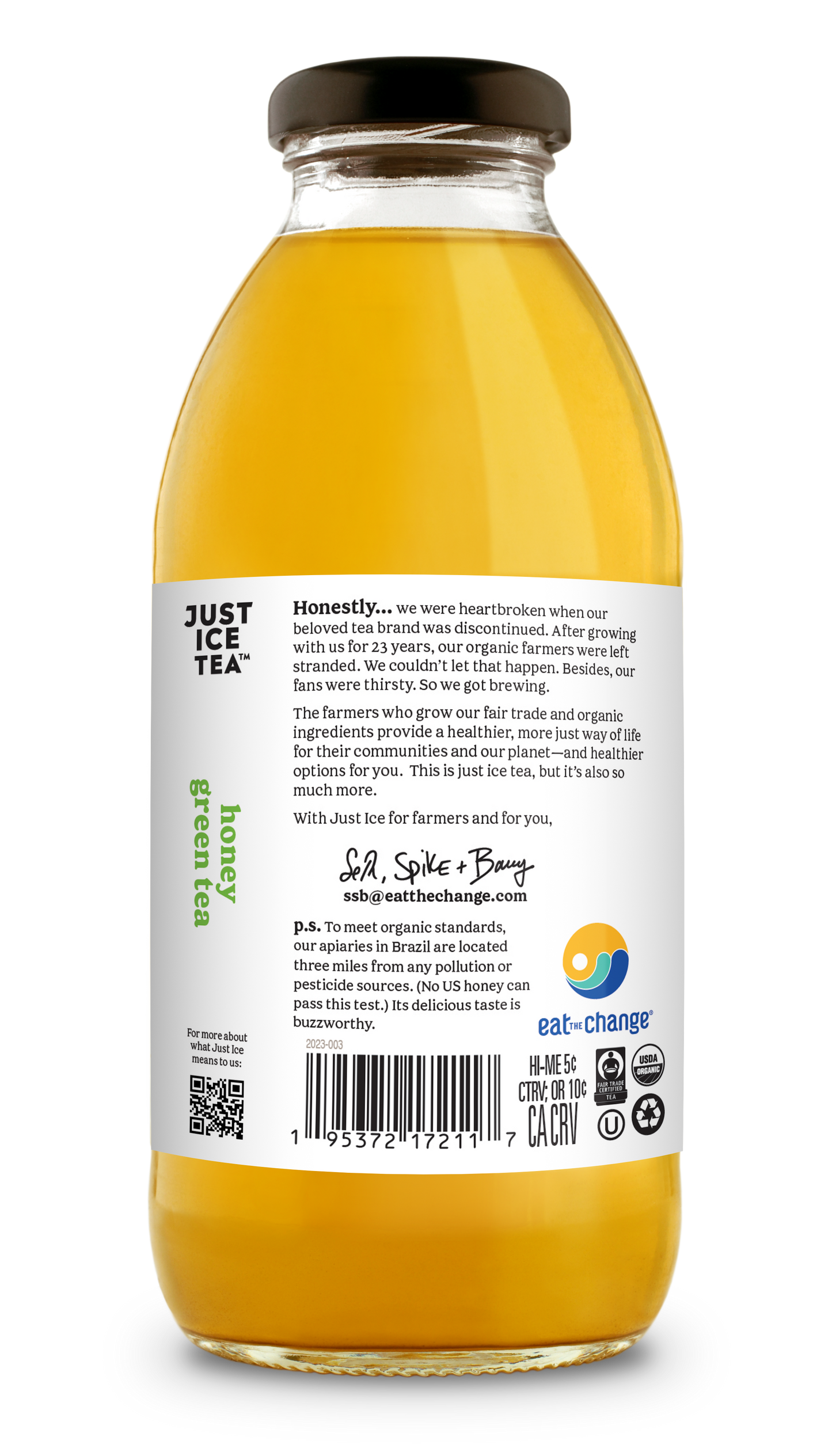 Just Ice Tea Honey Green Tea - 12 / 16 oz btl
