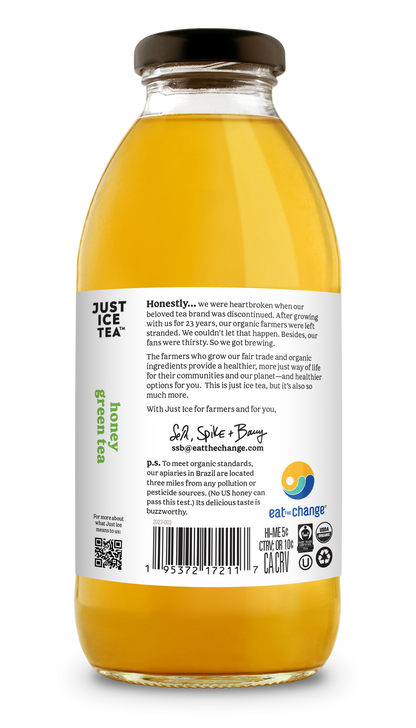 Just Ice Tea Honey Green Tea - 12 / 16 oz btl