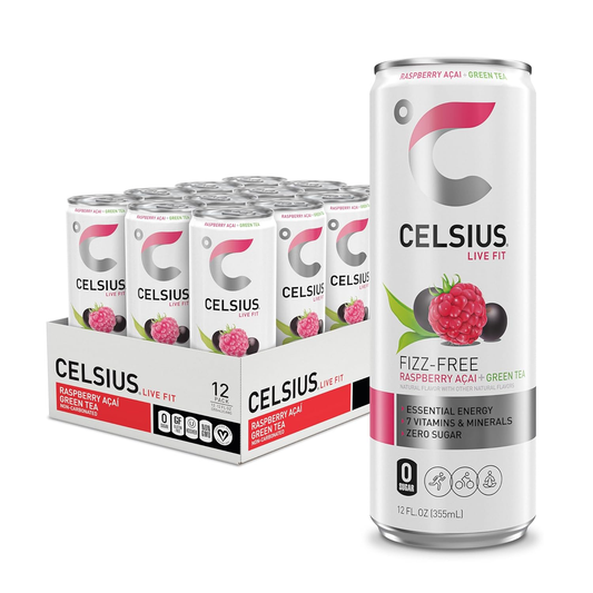 Celsius Live Fit Raspberry Acai Green Tea Non-Carbonated - 12 / 12 oz can