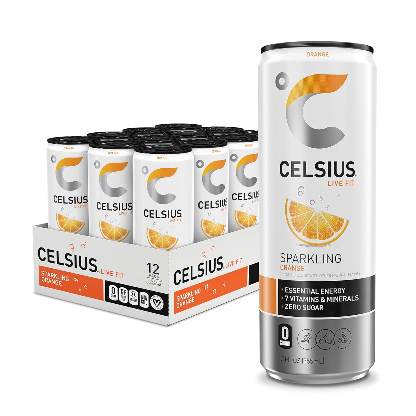 Celsius Live Fit Sparkling Orange Drink - 12 / 12 oz can