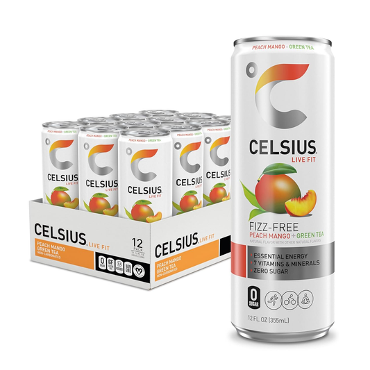 Celsius Live Fit Peach Mango Non-Carbonated Green Tea - 12 / 12 oz can