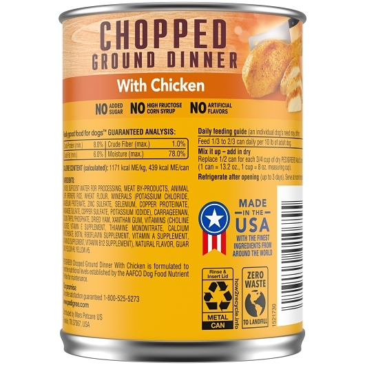 Pedigree Dog Food Chopped Chicken 12 / 13.2 oz can